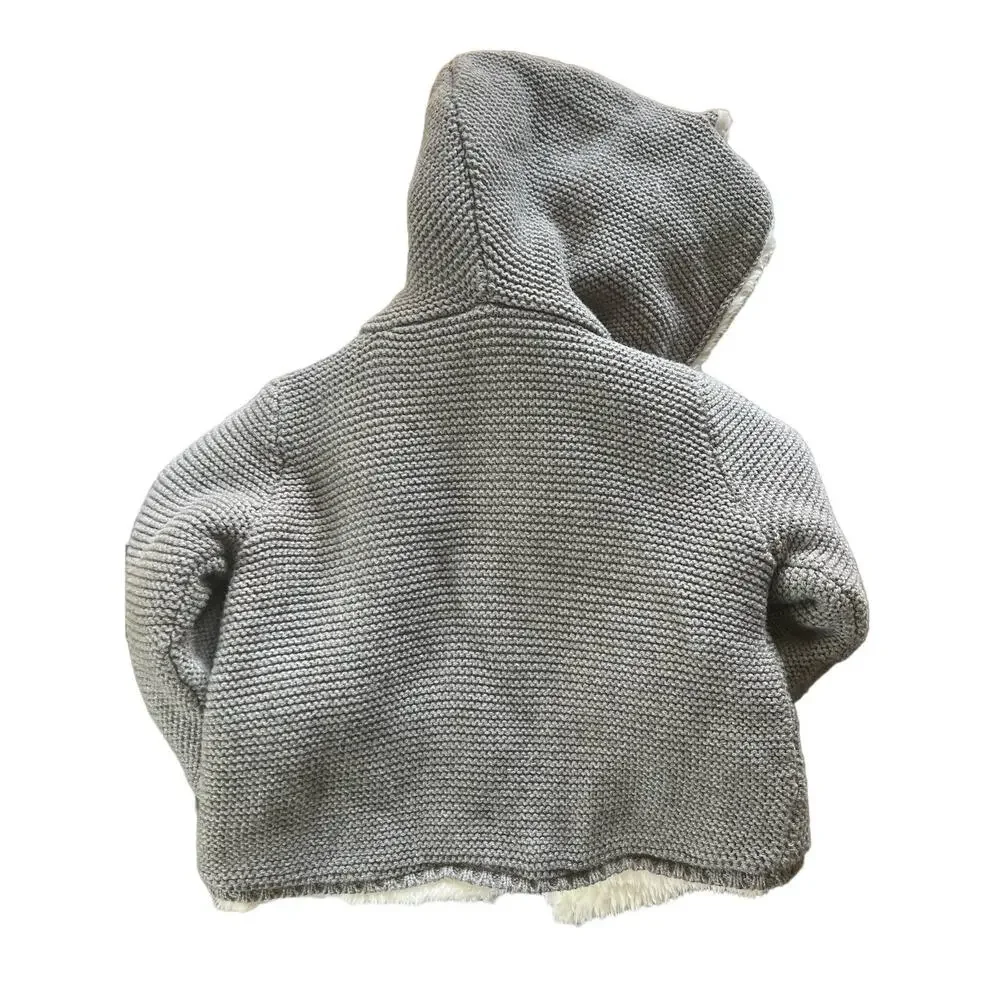 Carter's Baby 9m‎ Bear Grey Knit Lined Sweater Jacket